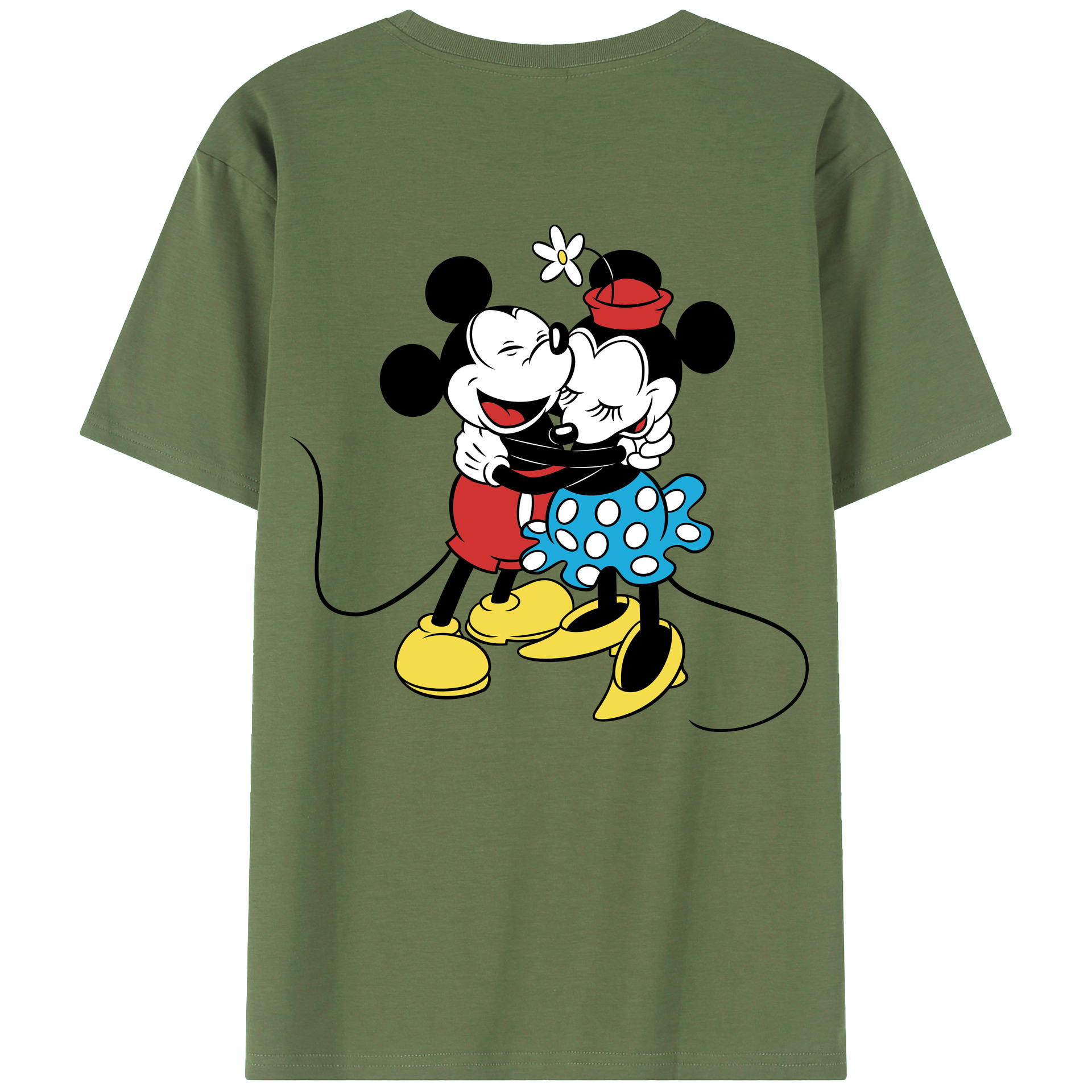 ミッキーマウス Mickey Mouse 綿100％ メンズ半袖Tシャツ（バックプリント） 通気性